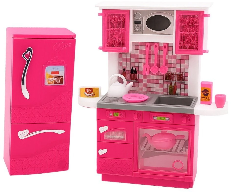 Lean Toys Virtuvės ir šaldytuvo žaidimų rinkinys lėlėms 29 cm