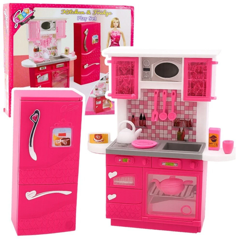Lean Toys Virtuvės ir šaldytuvo žaidimų rinkinys lėlėms 29 cm