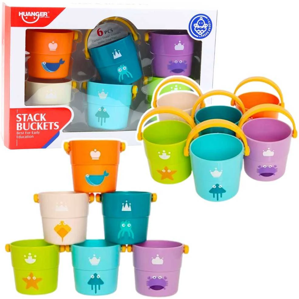 Lean Toys Edukacinis spalvingų kibirėlių rinkinys