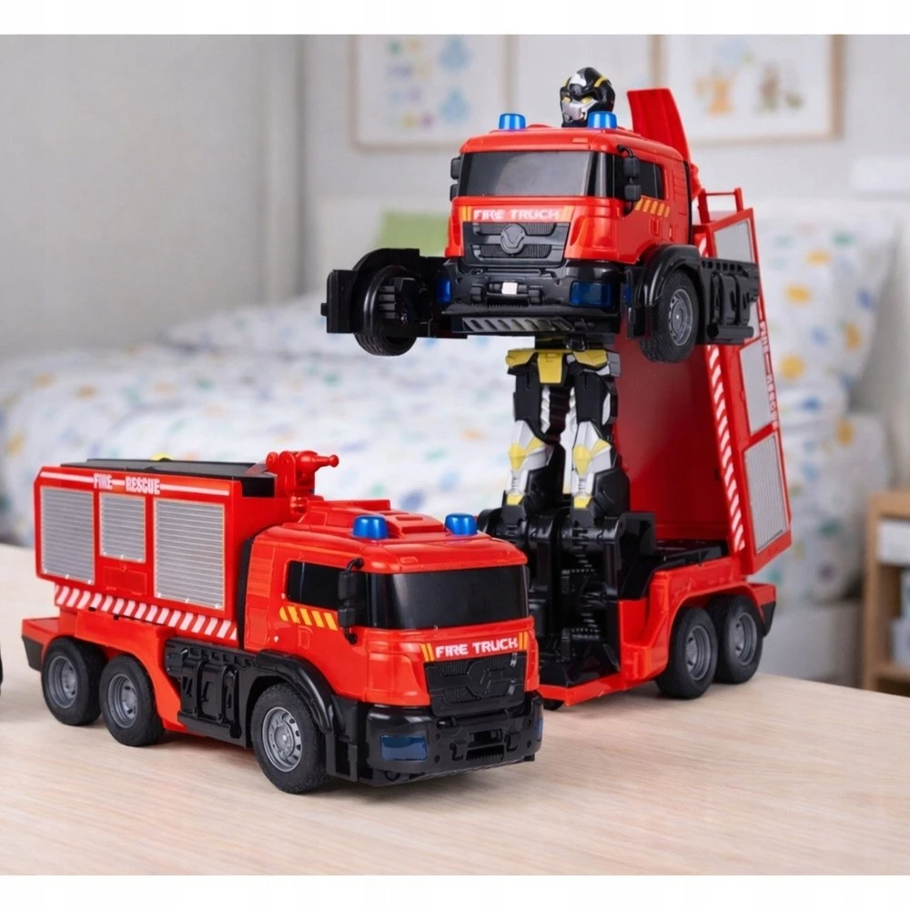 Lean Toys Gaisrininko robotas žaislas 2-in-1 su nuotoliniu valdymu