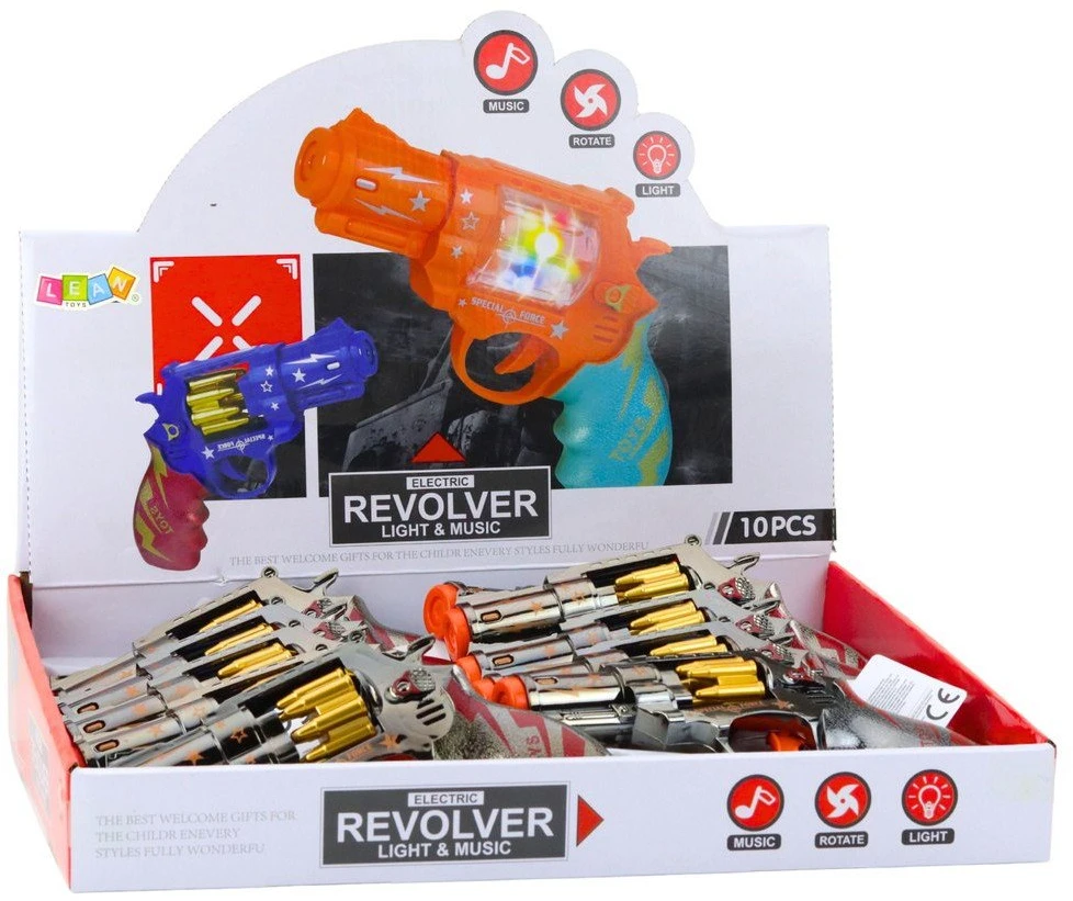 Lean Toys Žaislinis revolveris su šviesos ir garso efektais