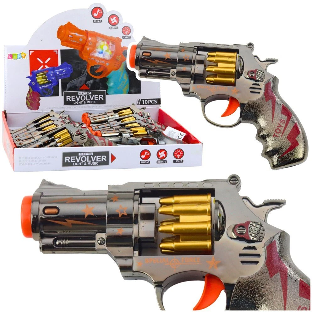 Lean Toys Žaislinis revolveris su šviesos ir garso efektais