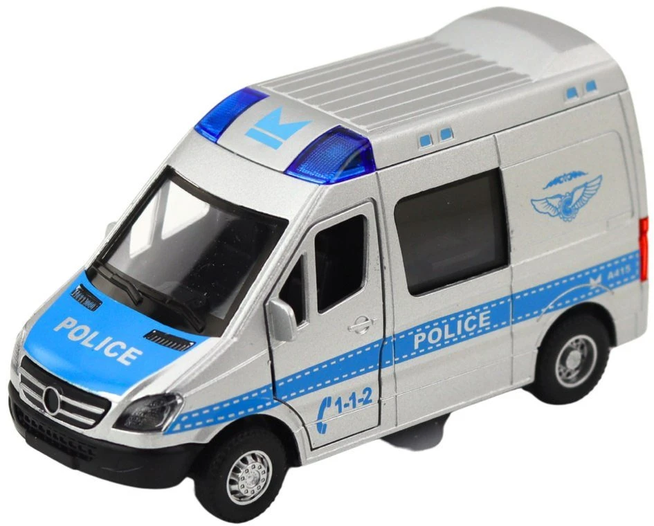 Lean Toys Policijos automobilis 1:32 su traukimo mechanizmu, šviesomis ir garsu