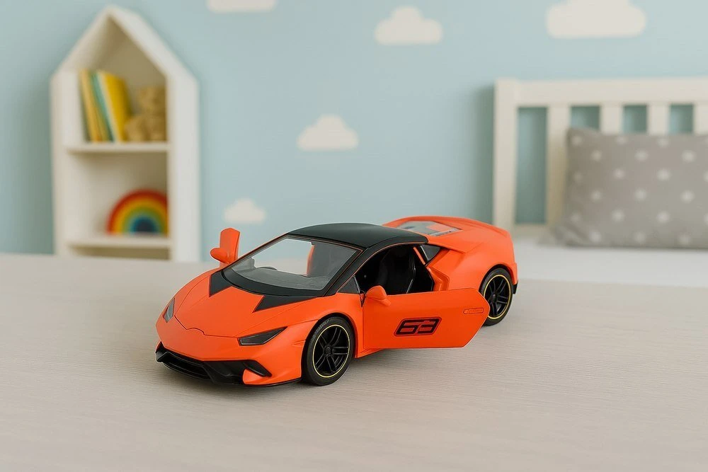 Lean Toys Metalinė sportinė mašina su inercine pavara 1:43 oranžinė