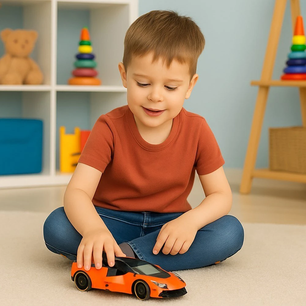 Lean Toys Metalinė sportinė mašina su inercine pavara 1:43 oranžinė
