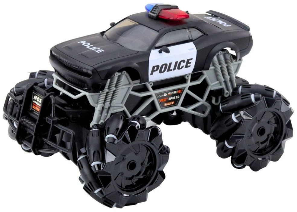 Lean Toys Nuotoliniu būdu valdomas policijos automobilis 1:16 su šviesomis ir dūmų efektu