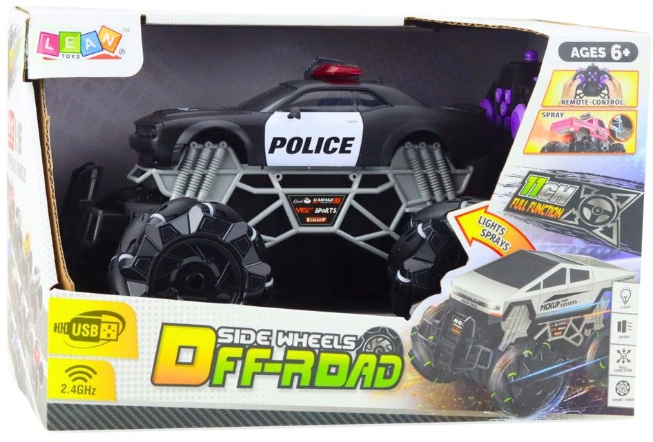 Lean Toys Nuotoliniu būdu valdomas policijos automobilis 1:16 su šviesomis ir dūmų efektu