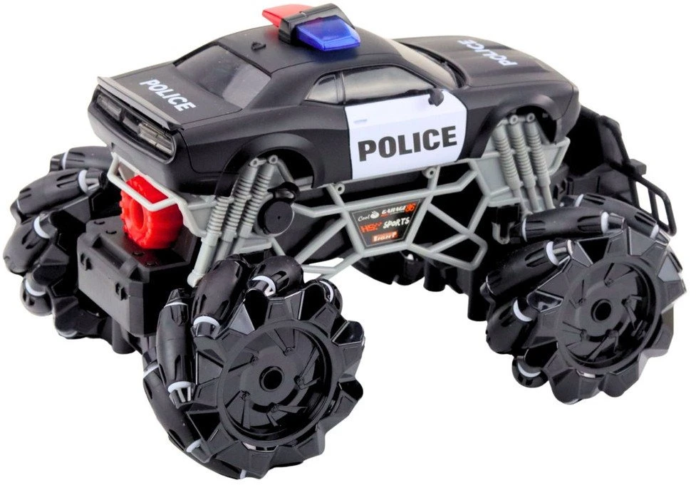 Lean Toys Nuotoliniu būdu valdomas policijos automobilis 1:16 su šviesomis ir dūmų efektu