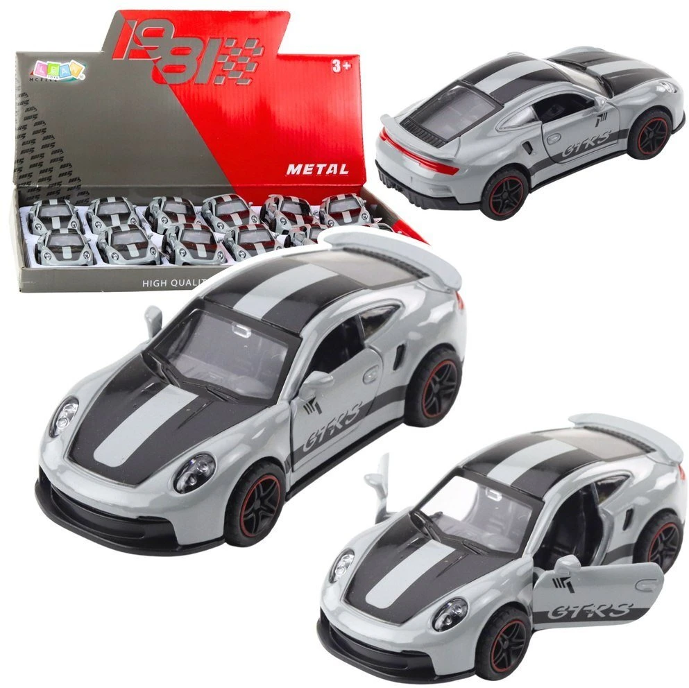 Lean Toys Metalinė sportinė mašina GTRS su atidaromomis durimis, pilka 1:43