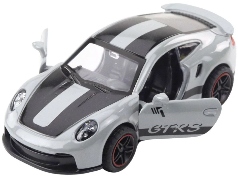 Lean Toys Metalinė sportinė mašina GTRS su atidaromomis durimis, pilka 1:43