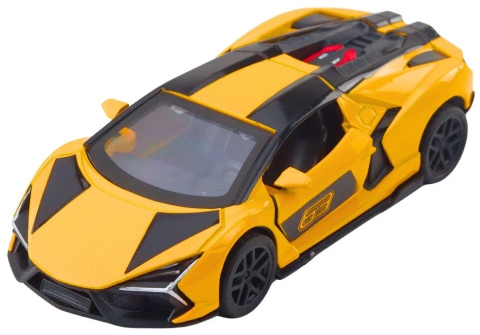 Lean Toys Lenktyninis automobilis metalinis 1:32 geltonas su atidaromomis durimis