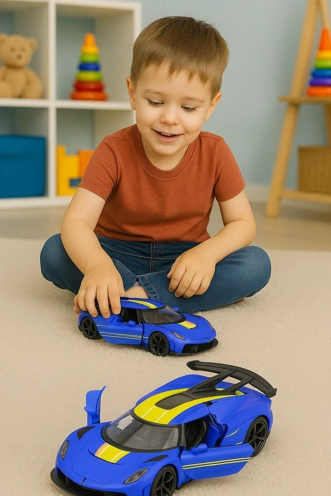 Lean Toys Metalinis sportinis automobilis 1:32 su atidaromomis durimis