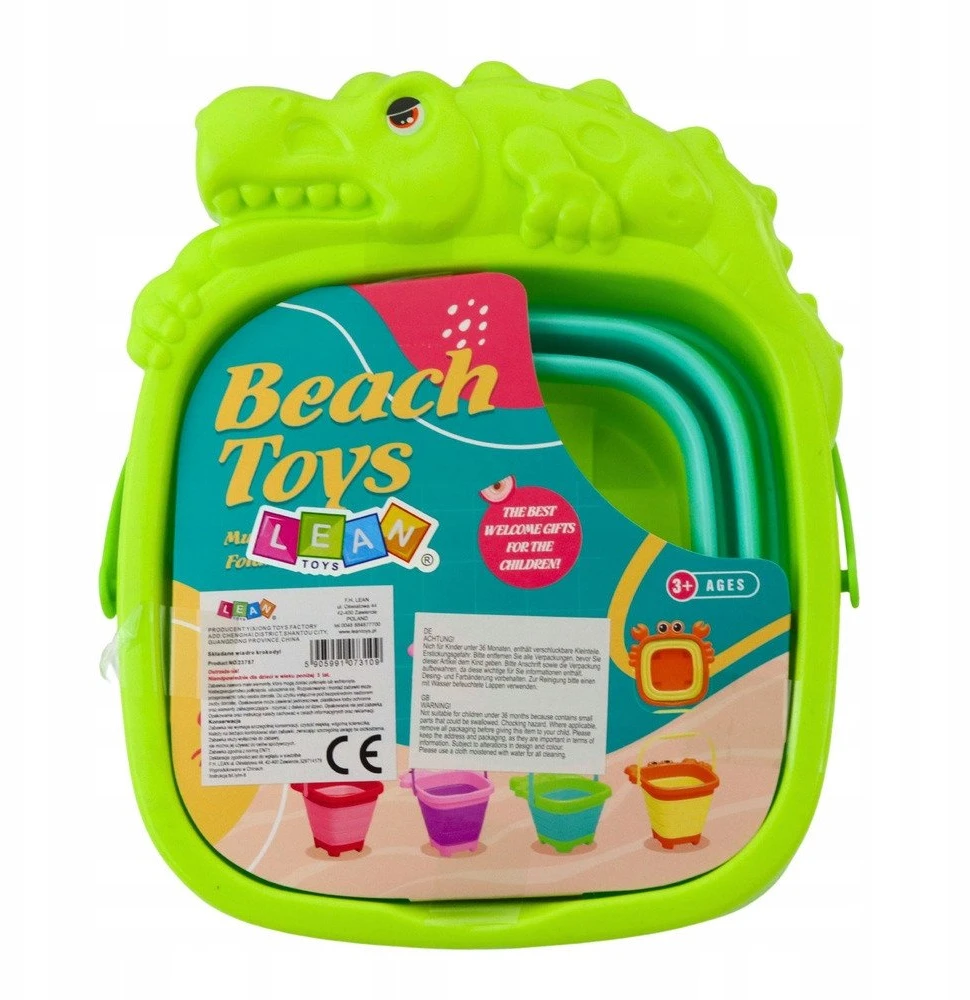 Lean Toys Sulankstomas kibirėlis vaikams, krokodilo formos, žalias