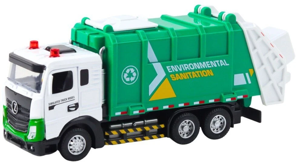 Lean Toys Žaislinis šiukšliavežis su metaline kabina ir šviesomis