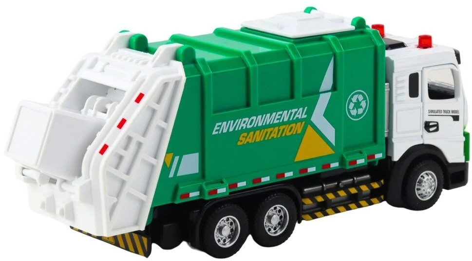 Lean Toys Žaislinis šiukšliavežis su metaline kabina ir šviesomis