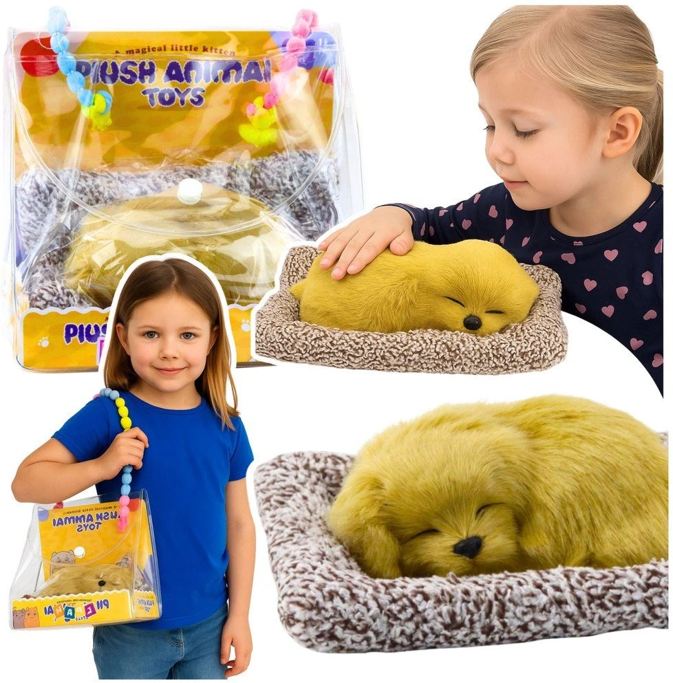Lean Toys Miegantis Labradoro Šuniukas Ant Pagalvės Su Krepšiu