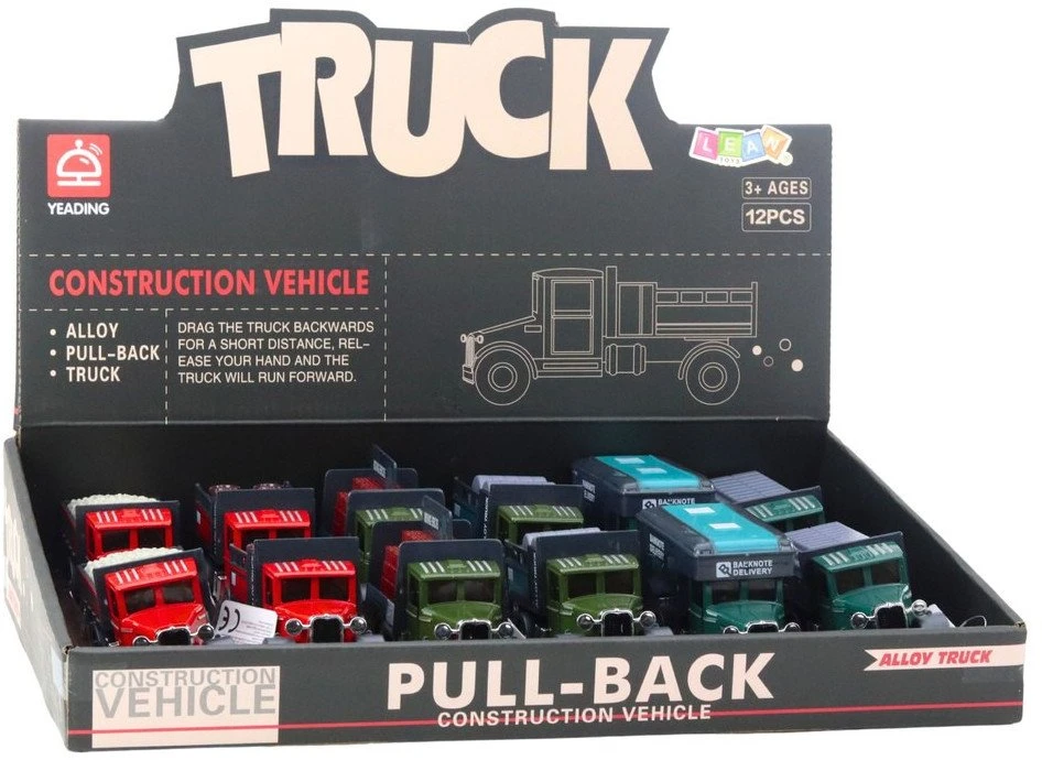 Lean Toys Klasikinis sunkvežimis su atgaliniu mechanizmu, šviesomis ir garsu