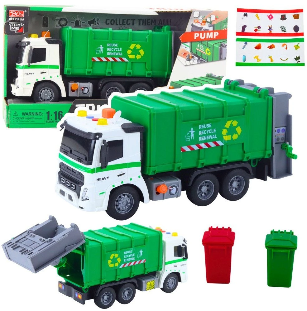 Lean Toys Žaislinis šiukšliavežis 1:16 su garsais ir šviesomis
