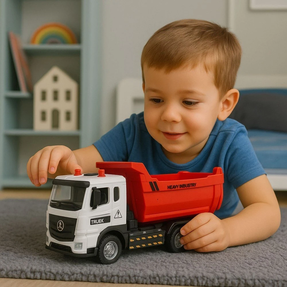 Lean Toys Žaislinis sunkvežimis su metaline kabina ir garsais