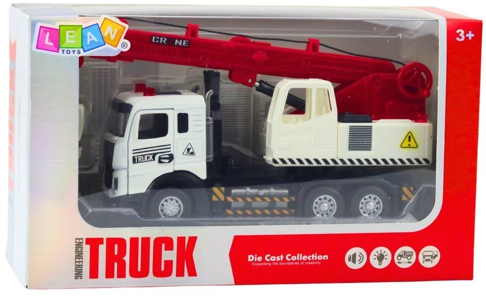 Lean Toys Vaikiškas kranas sunkvežimis su metaline kabina ir reguliuojama strėle