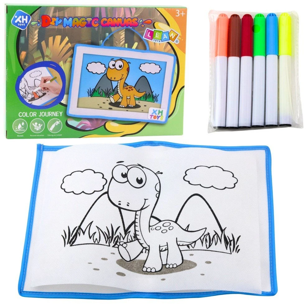 Lean Toys Drobės tapybos lenta su plaunamais žymekliais 30x20 cm