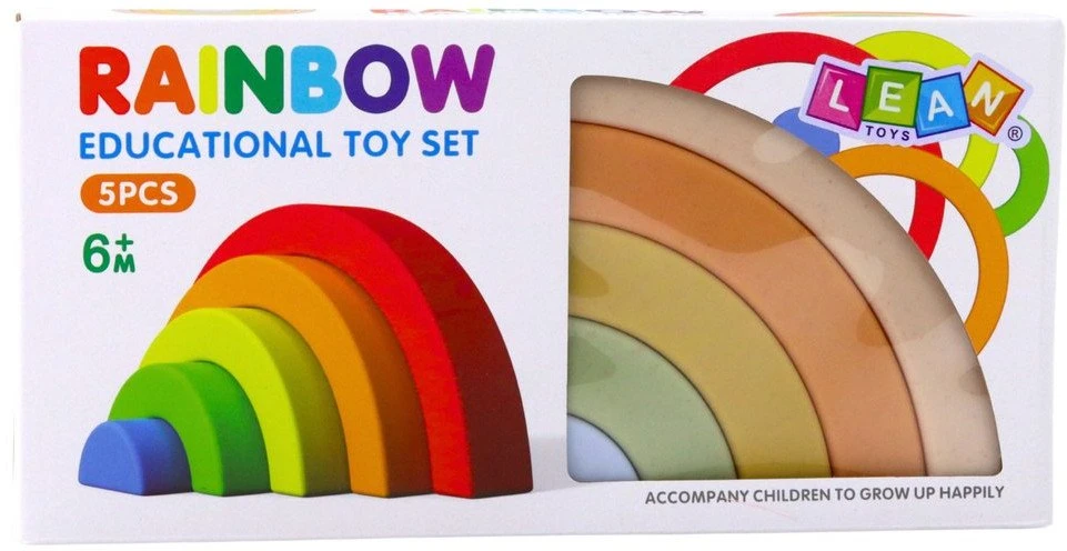 Lean Toys Pastelinės Vaivorykštės kaladėlės, 5 vnt.