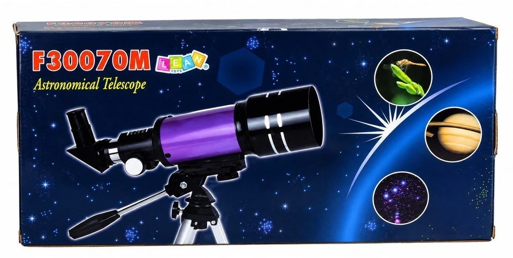 Lean Toys Astronominis teleskopas vaikams su stovu, geltonas, padidinimas 150x