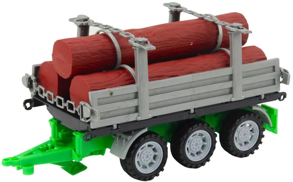 Lean Toys Žaislinis žalias traktorius su rąstų priekaba, 47 cm