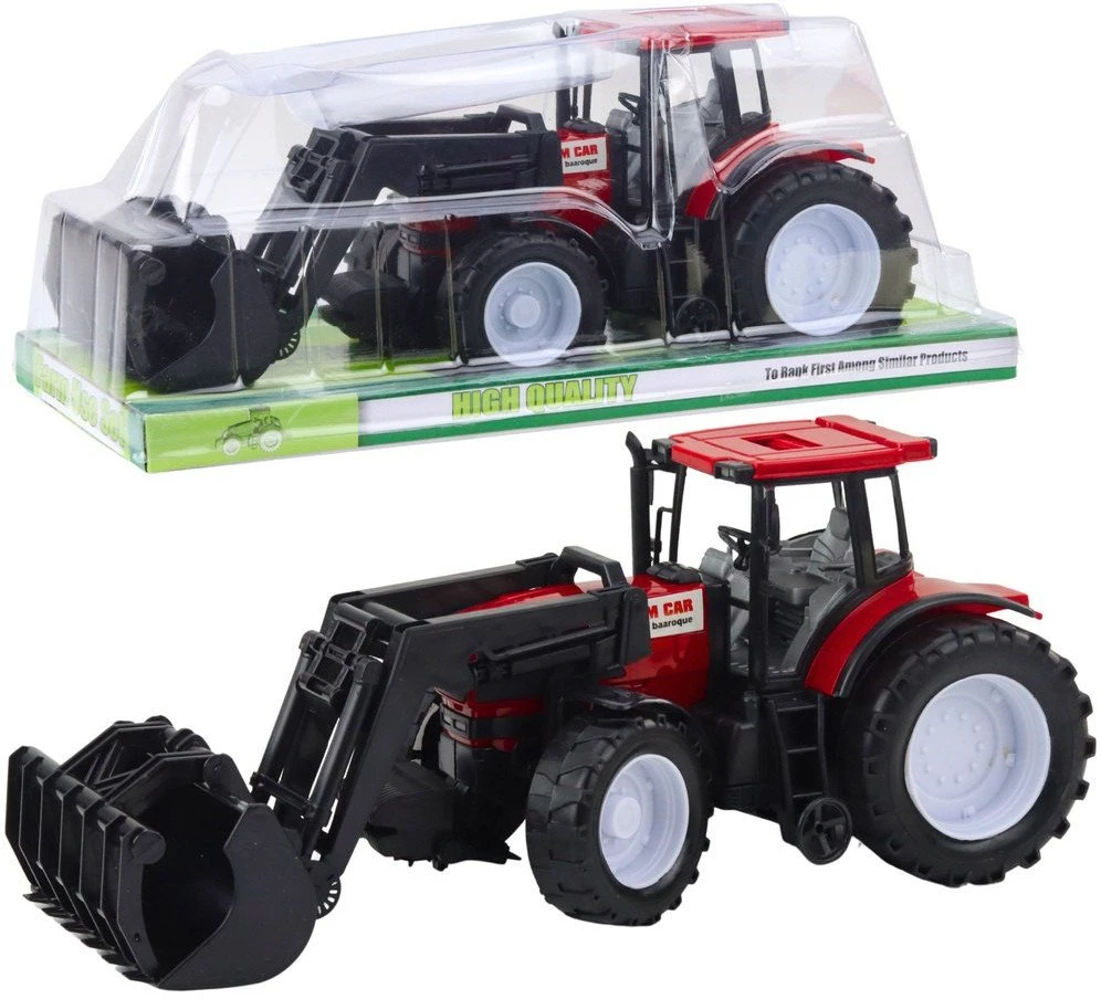Lean Toys Traktorius su griebtuvu, 36.5x14.5x13 cm, raudonas