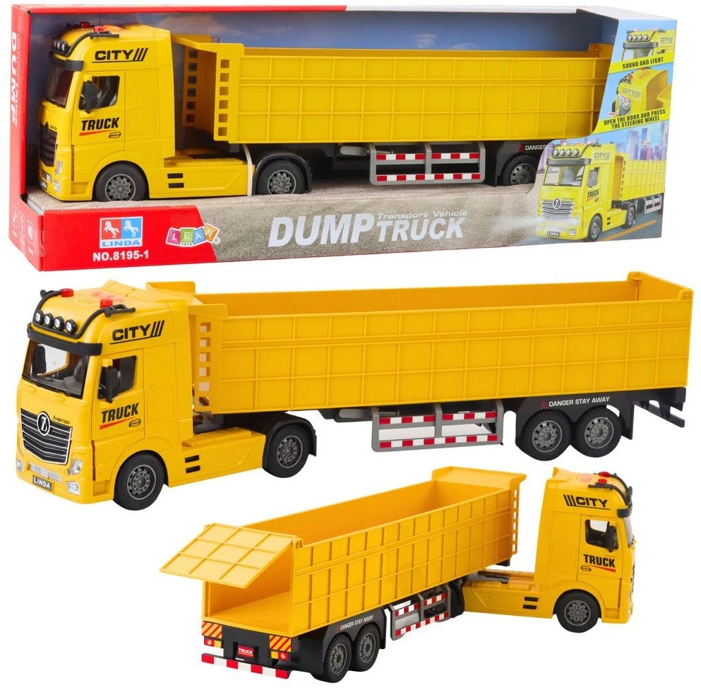 Cieżarówka Geltonas transportavimo sunkvežimis su priekaba 58x10x16 cm