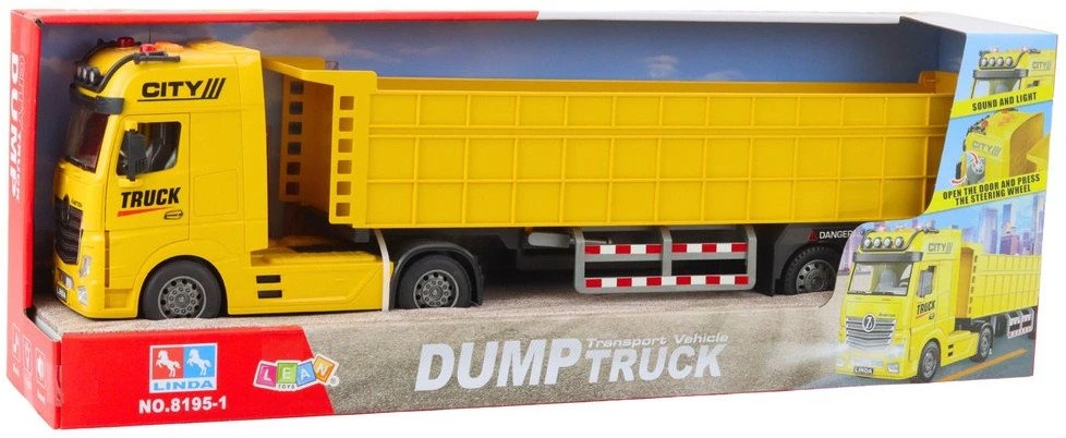 Cieżarówka Geltonas transportavimo sunkvežimis su priekaba 58x10x16 cm