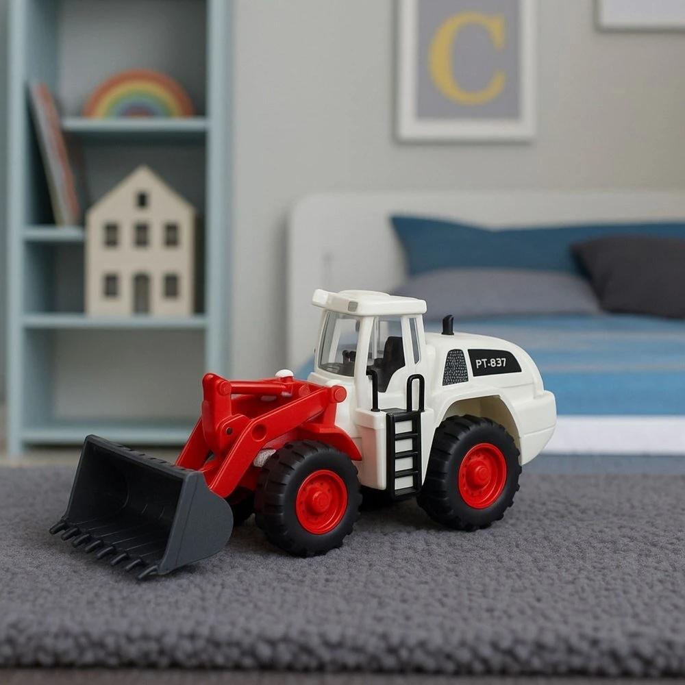 Lean Toys Statybinis žaislas ekskavatorius buldozeris su judančiu kaušu ir šviesomis
