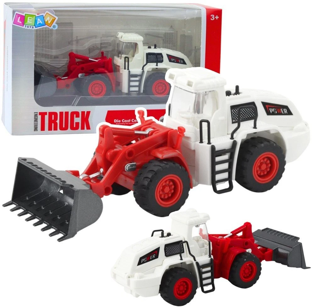 Lean Toys Statybinis žaislas ekskavatorius buldozeris su judančiu kaušu ir šviesomis