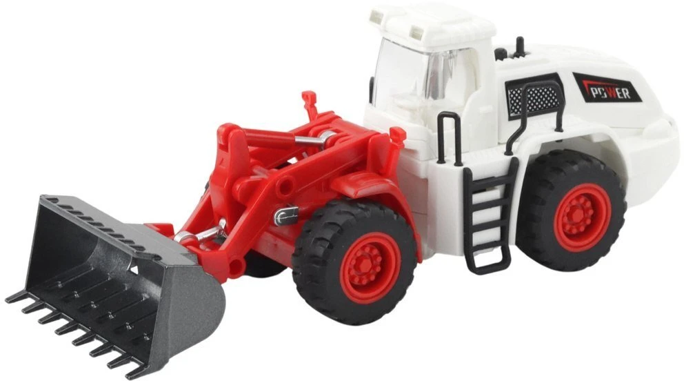 Lean Toys Statybinis žaislas ekskavatorius buldozeris su judančiu kaušu ir šviesomis