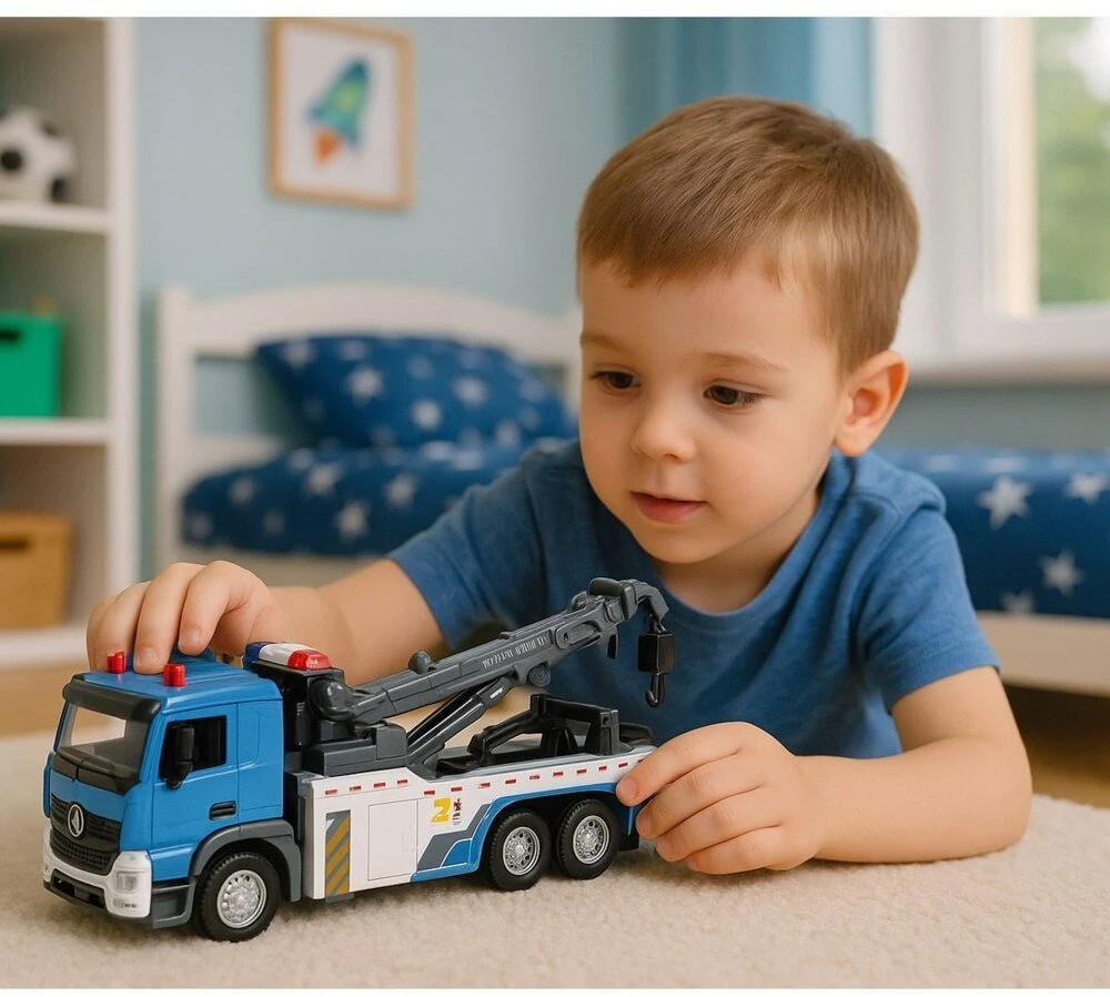 Lean Toys Vaikiškas vilkikas su metaline kabina ir šviesos bei garso efektais