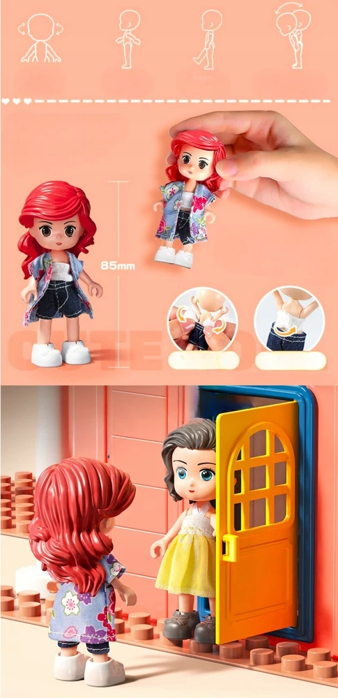 Lean Toys Bounn STATYBINIAI BLOKAI PRABANGI VILA DIDELIO AUKŠTO NAMAS 243 vnt. LED NAMAS 3+