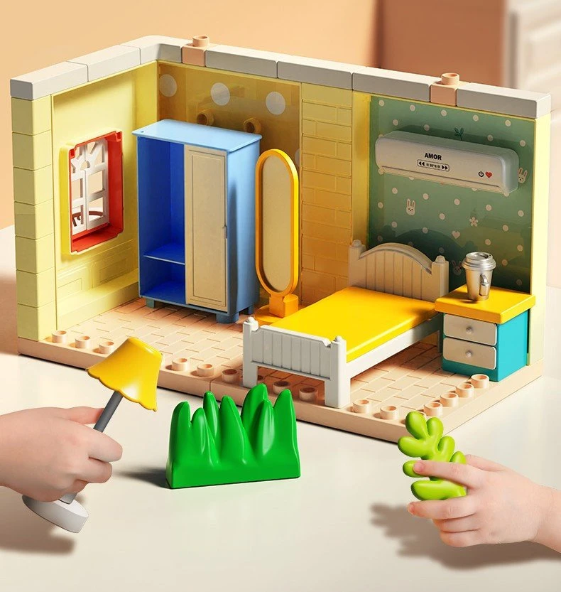Lean Toys Bounn STATYBINIAI BLOKAI PRABANGI VILA DIDELIO AUKŠTO NAMAS 243 vnt. LED NAMAS 3+