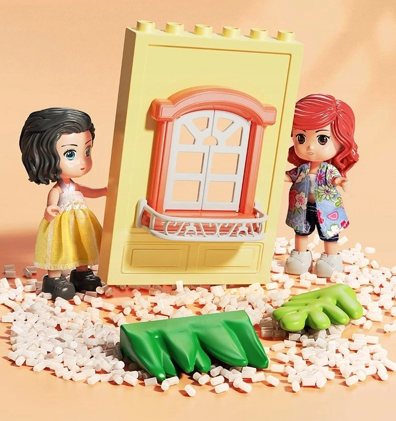 Lean Toys Bounn STATYBINIAI BLOKAI PRABANGI VILA DIDELIO AUKŠTO NAMAS 243 vnt. LED NAMAS 3+