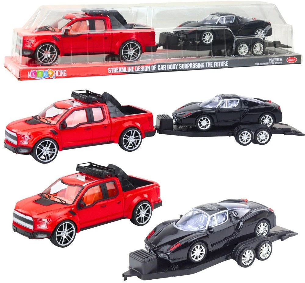 Lean Toys Visureigių Rinkinys su Automobilių Priekaba ir Sportiniu Automobiliu 58,5 cm