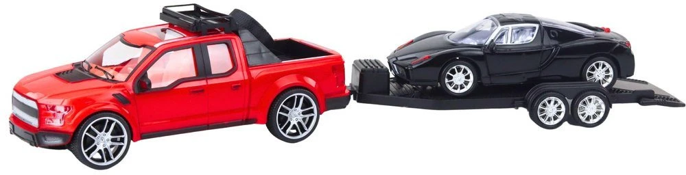 Lean Toys Visureigių Rinkinys su Automobilių Priekaba ir Sportiniu Automobiliu 58,5 cm