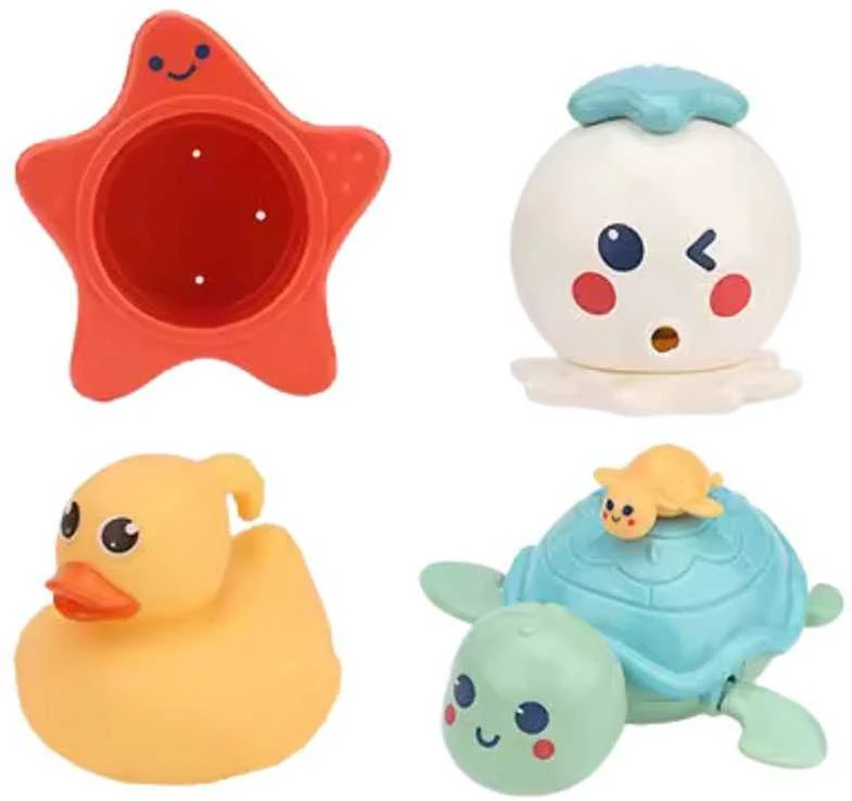 Lean Toys Vonios žaislų rinkinys su krabu ir jūros gyvūnais, 13 vnt.