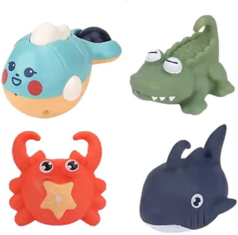 Lean Toys Vonios žaislų rinkinys su krabu ir jūros gyvūnais, 13 vnt.
