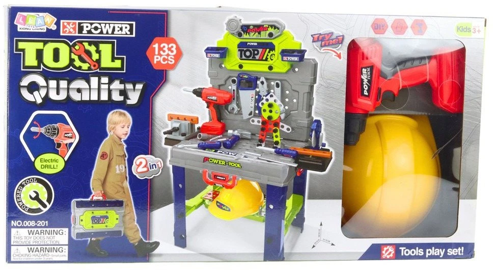 Lean Toys Vaikiškas darbinis stalas su įrankiais, 133 dalys