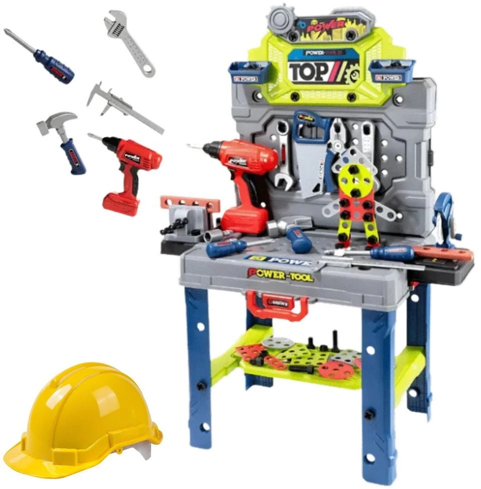 Lean Toys Vaikiškas darbinis stalas su įrankiais, 133 dalys