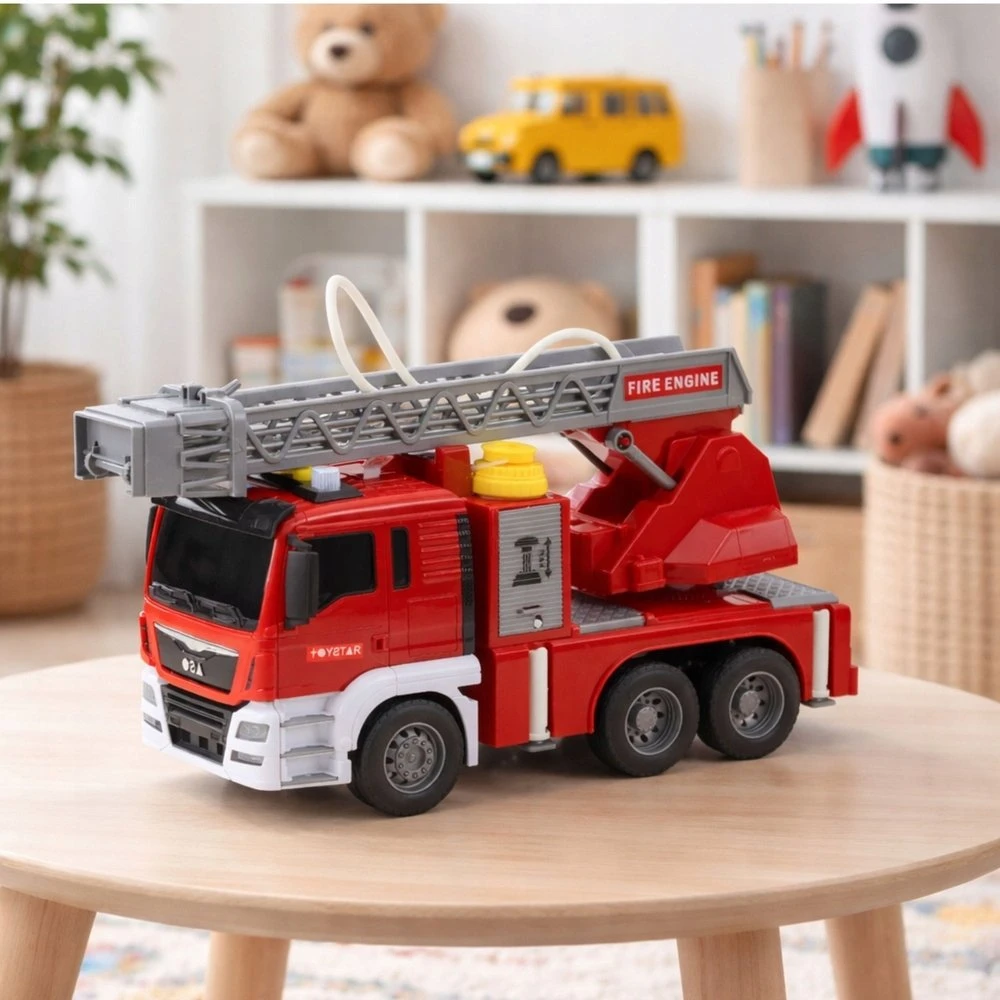 Lean Toys Žaislinė gaisrinė mašina su strėle ir vandens funkcija