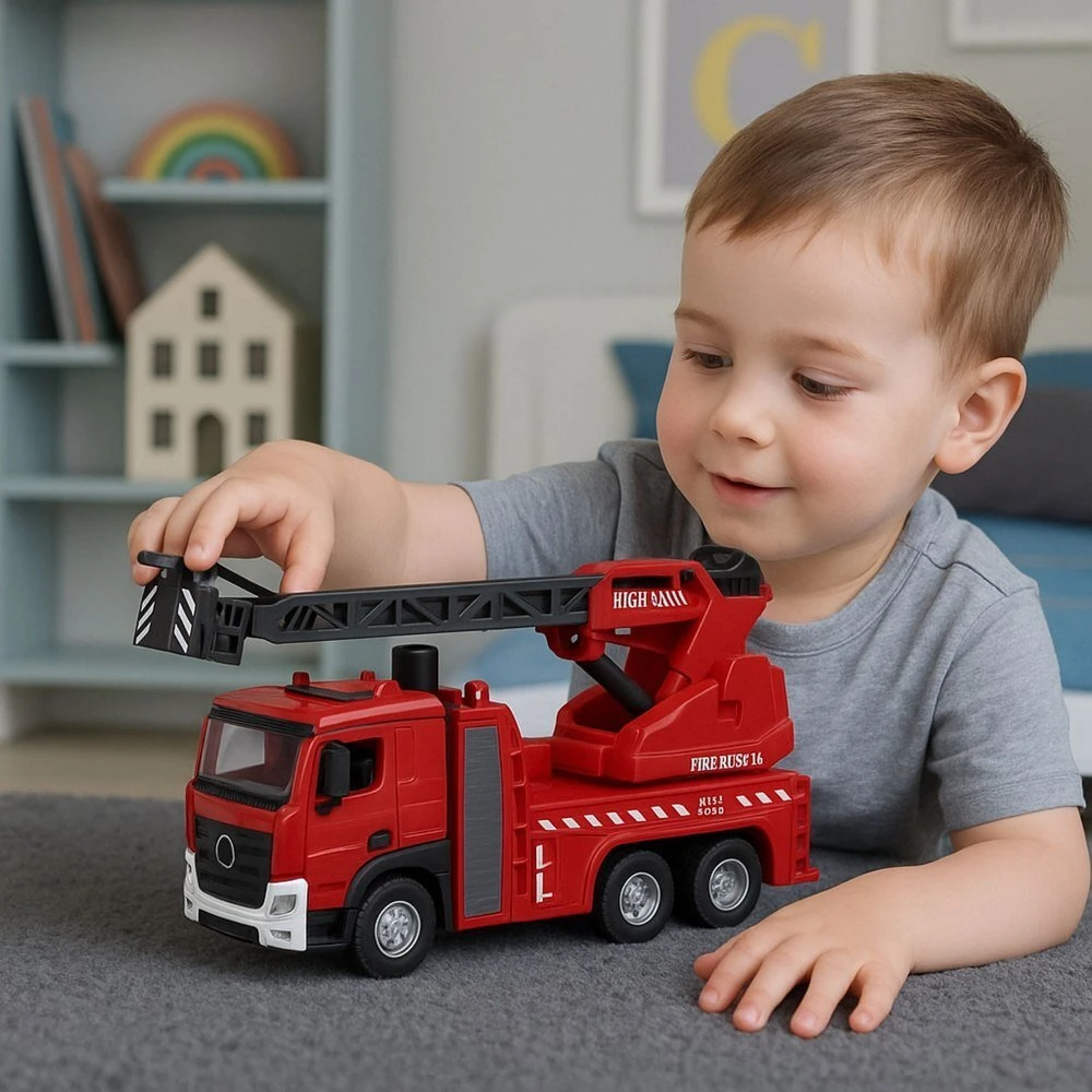 Lean Toys Gaisrinės mašina su strėle ir vandens purkštuvu