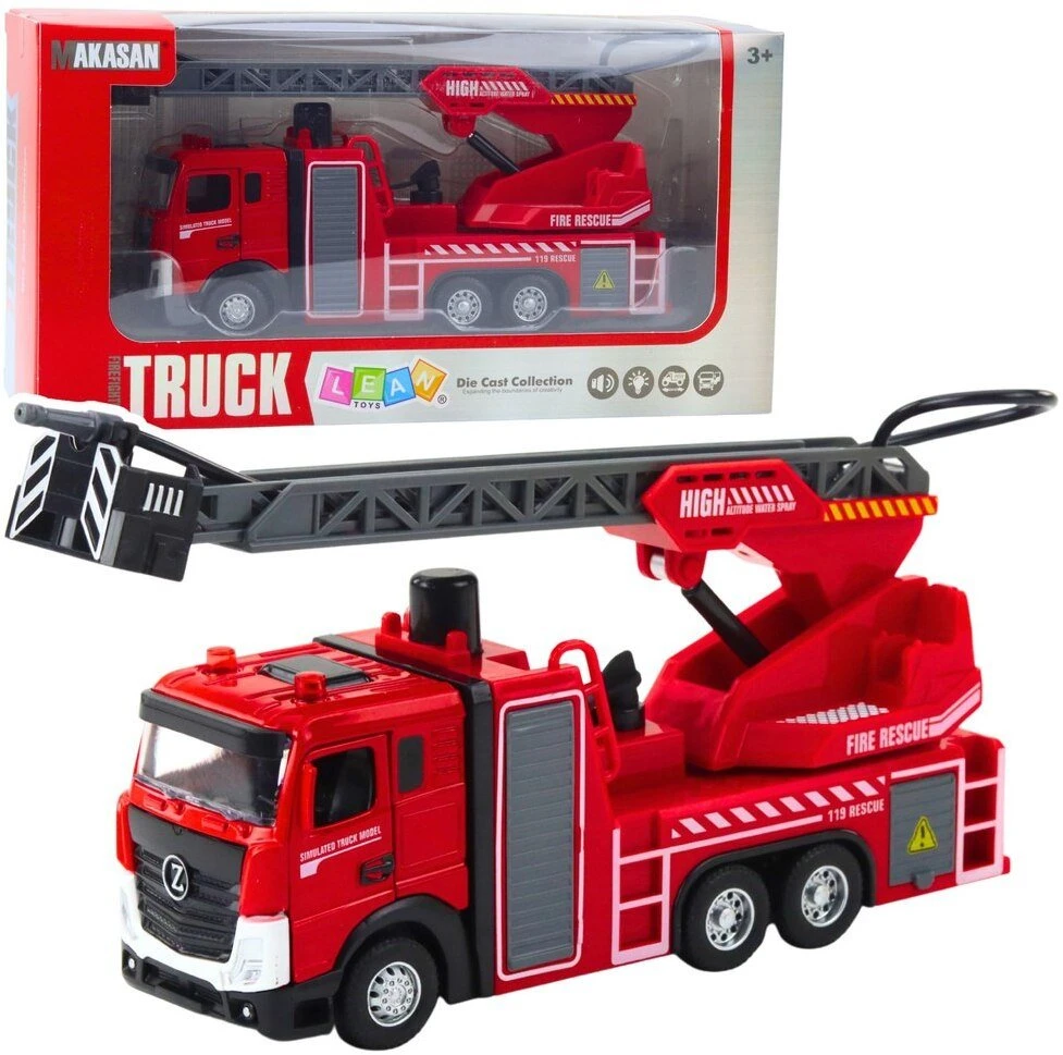 Lean Toys Gaisrinės mašina su strėle ir vandens purkštuvu