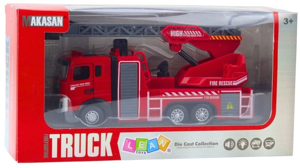 Lean Toys Gaisrinės mašina su strėle ir vandens purkštuvu