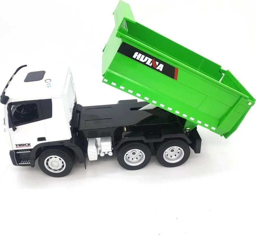 Lean Toys Nuotoliniu būdu valdomas RC sunkvežimis savivartis 1:18, žalias