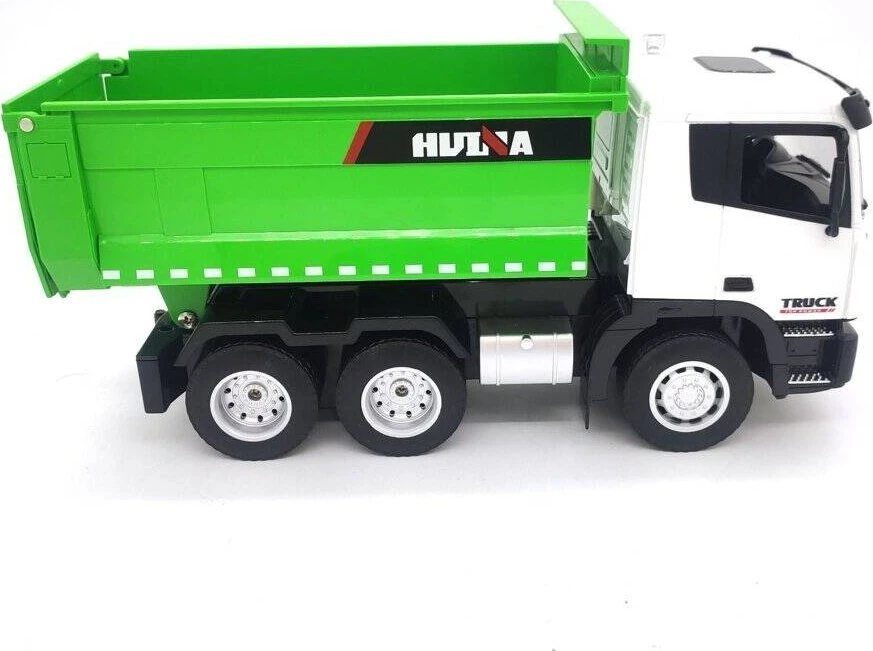 Lean Toys Nuotoliniu būdu valdomas RC sunkvežimis savivartis 1:18, žalias